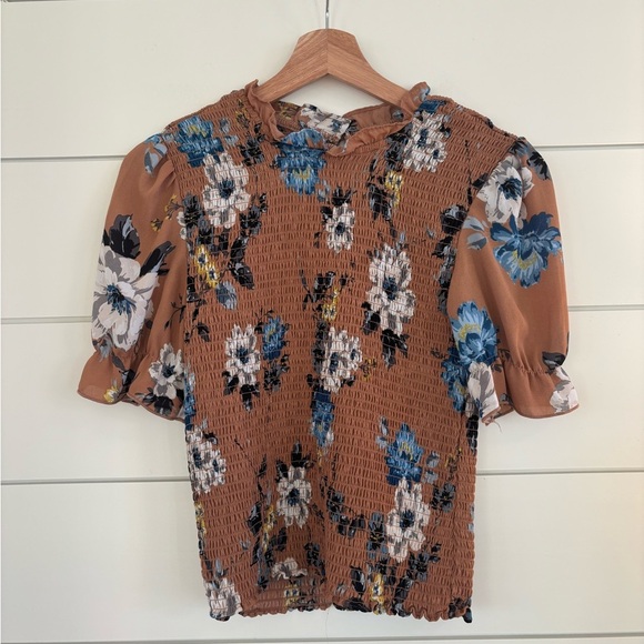 tamara h Tops - Tamara H. Brown Floral Top